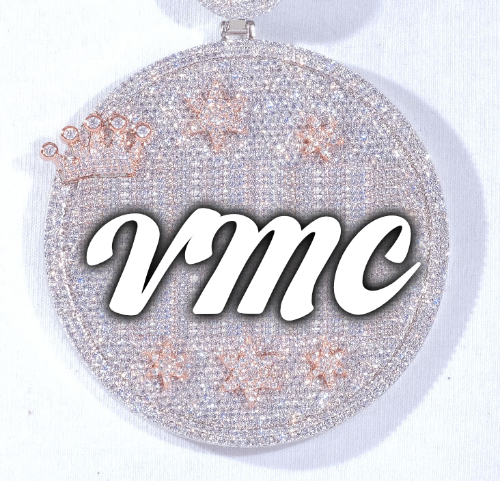 CUSTOM LETTER NECKLACE 3D BIG CROWN DISC