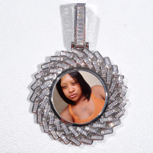 Large 3D Baguette Custom Picture Pendant