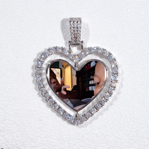 3D Spinning 2-Faced Heart Custom Picture Pendant