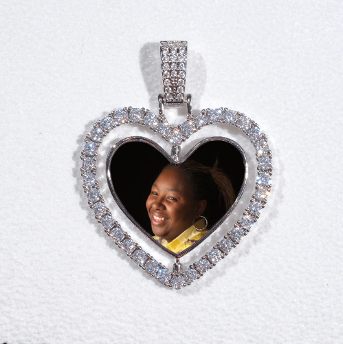 3D Spinning 2-Faced Heart Custom Picture Pendant