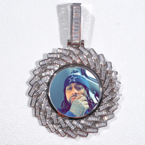 Large 3D Baguette Custom Picture Pendant