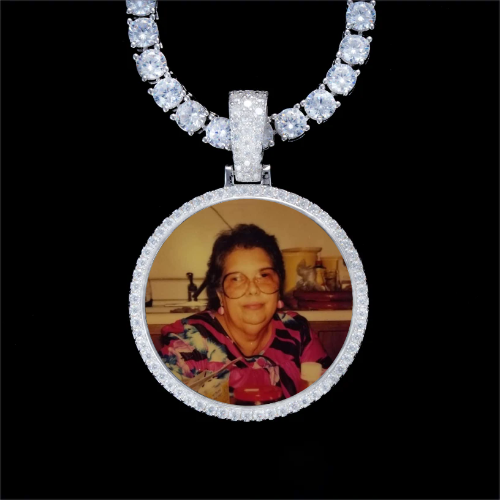 925S & VVS Moissanite 3D Circle Custom Picture Pendant