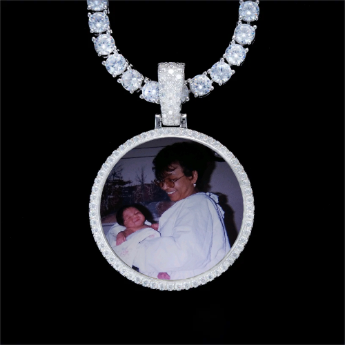 925S & VVS Moissanite 3D Circle Custom Picture Pendant