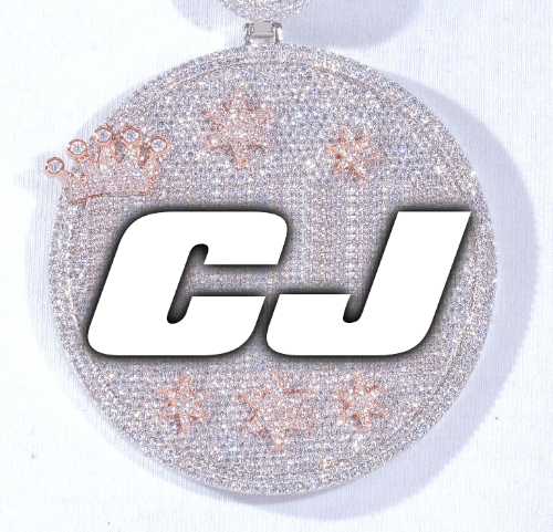 CUSTOM LETTER NECKLACE 3D BIG CROWN DISC
