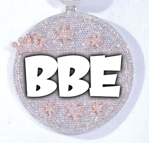 CUSTOM LETTER NECKLACE 3D BIG CROWN DISC