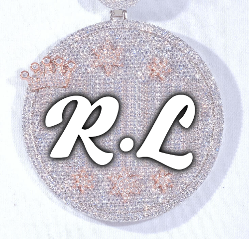 CUSTOM LETTER NECKLACE 3D BIG CROWN DISC