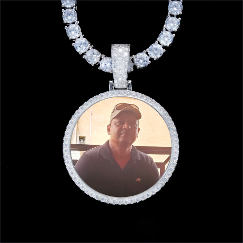 925S & VVS Moissanite 3D Circle Custom Picture Pendant