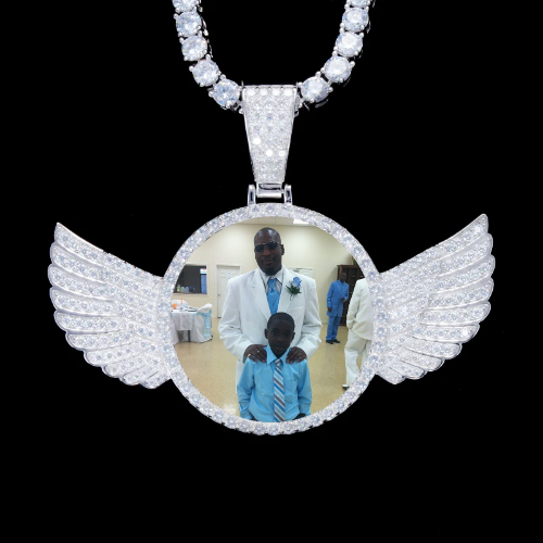 925S & VVS Moissanite 3D Wing Custom Picture Pendant