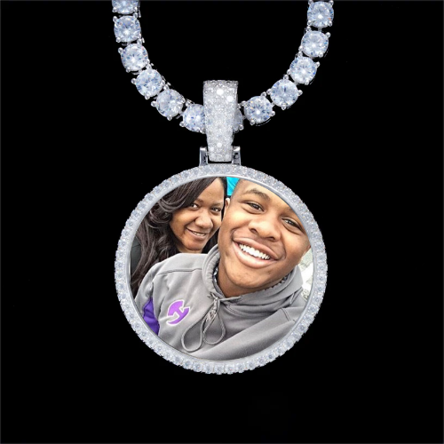 925S & VVS Moissanite 3D Circle Custom Picture Pendant