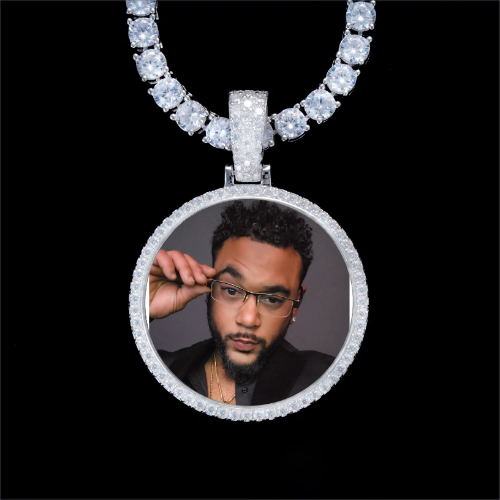 925S & VVS Moissanite 3D Circle Custom Picture Pendant