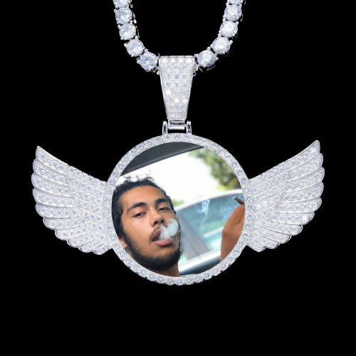 925S & VVS Moissanite 3D Wing Custom Picture Pendant