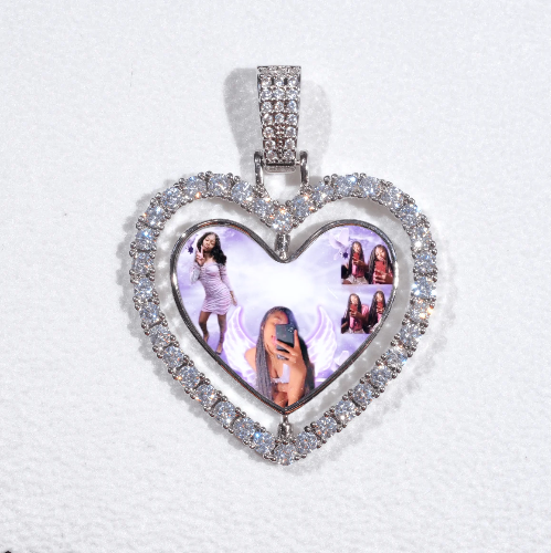 3D Spinning 2-Faced Heart Custom Picture Pendant