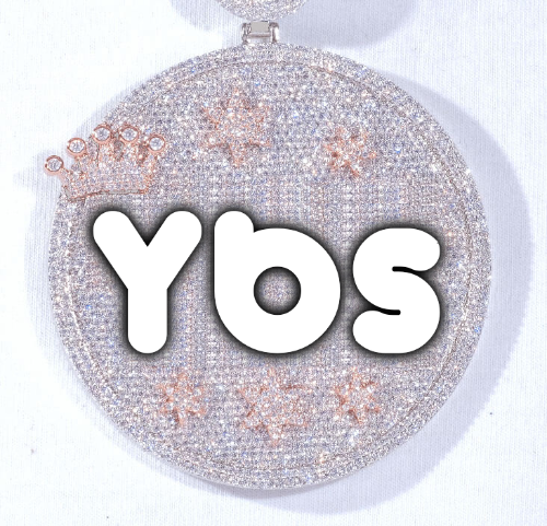 CUSTOM LETTER NECKLACE 3D BIG CROWN DISC