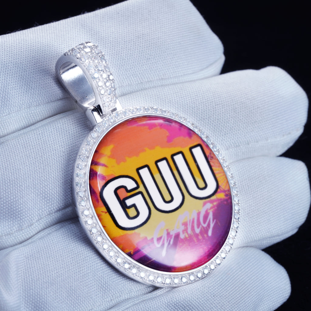 925S & VVS Moissanite 3D Circle Custom Picture Pendant