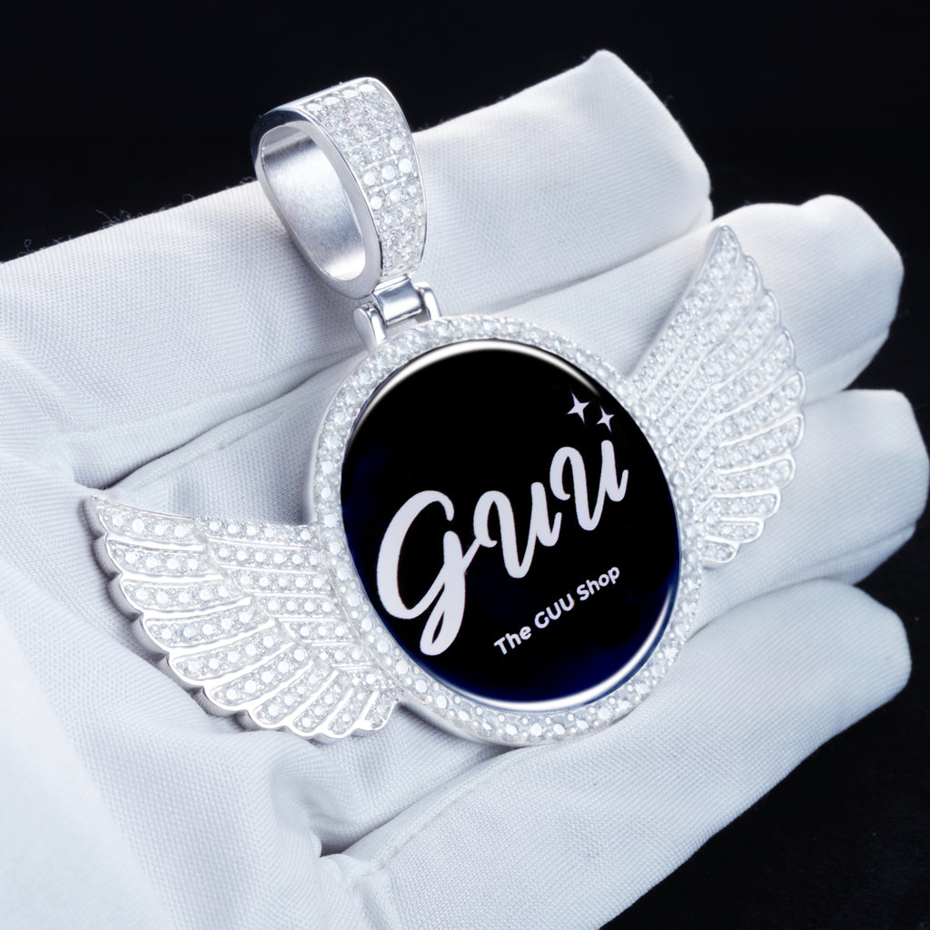 925S & VVS Moissanite 3D Wing Custom Picture Pendant