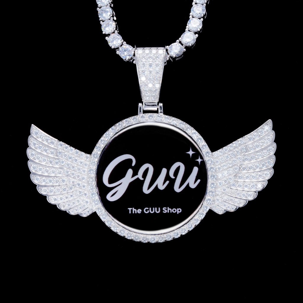 925S & VVS Moissanite 3D Wing Custom Picture Pendant