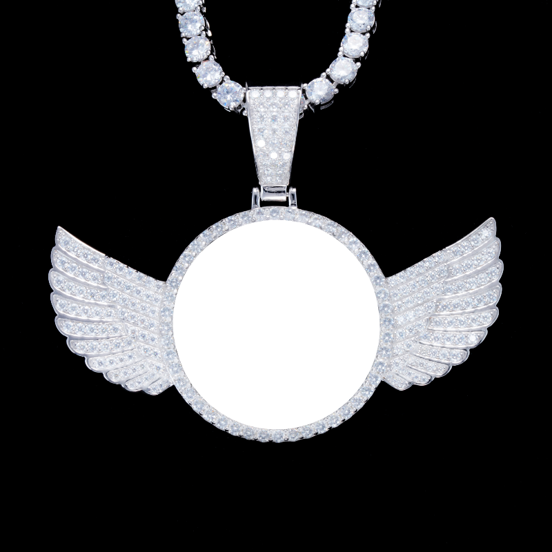 925S & VVS Moissanite 3D Wing Custom Picture Pendant