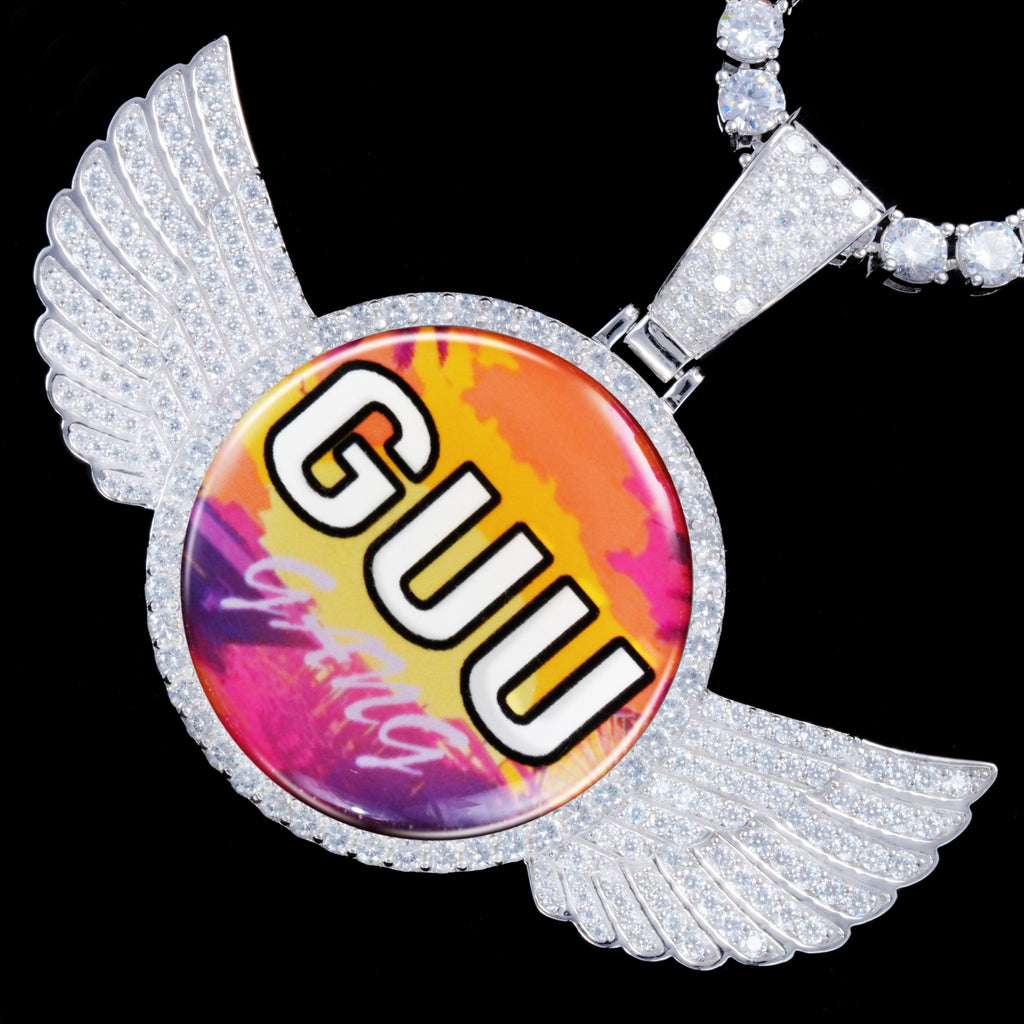 925S & VVS Moissanite 3D Wing Custom Picture Pendant