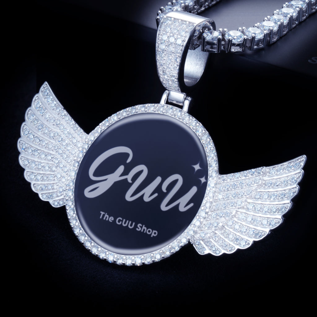 925S & VVS Moissanite 3D Wing Custom Picture Pendant