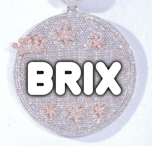 CUSTOM LETTER NECKLACE 3D BIG CROWN DISC