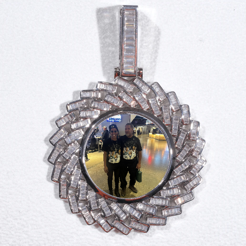 Large 3D Baguette Custom Picture Pendant