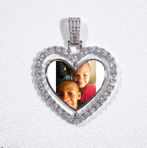 3D Spinning 2-Faced Heart Custom Picture Pendant