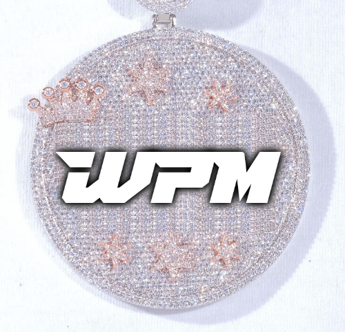 CUSTOM LETTER NECKLACE 3D BIG CROWN DISC