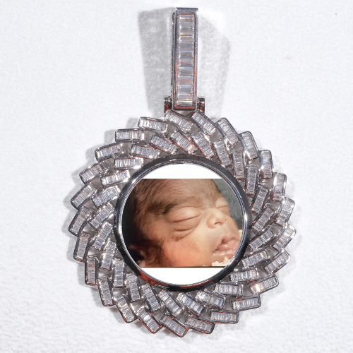 Large 3D Baguette Custom Picture Pendant
