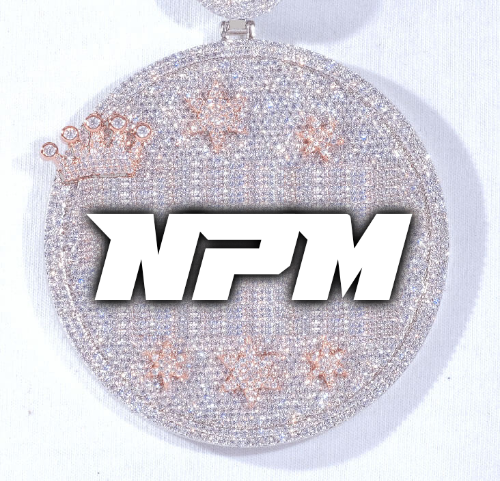 CUSTOM LETTER NECKLACE 3D BIG CROWN DISC