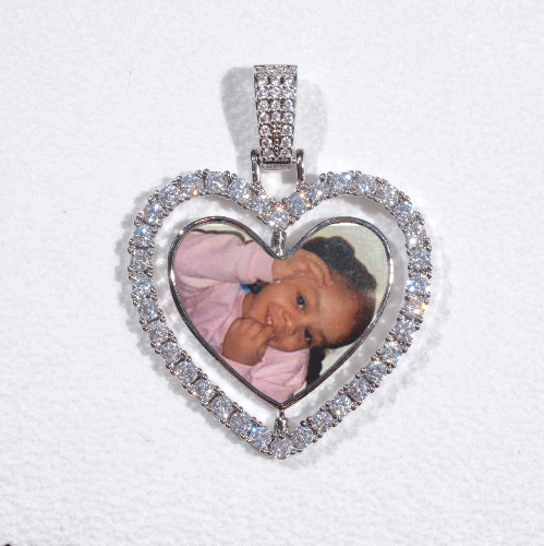 3D Spinning 2-Faced Heart Custom Picture Pendant