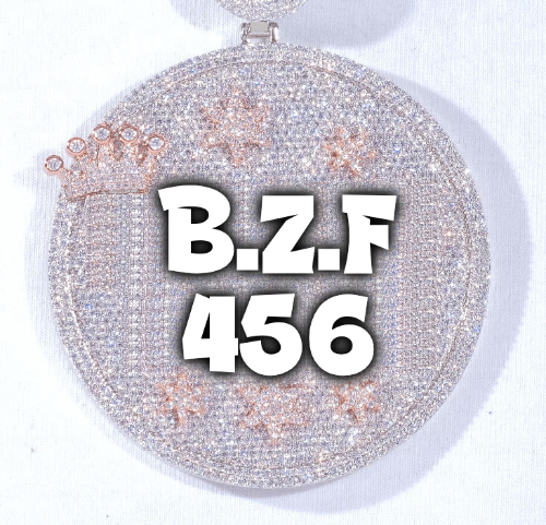 CUSTOM LETTER NECKLACE 3D BIG CROWN DISC