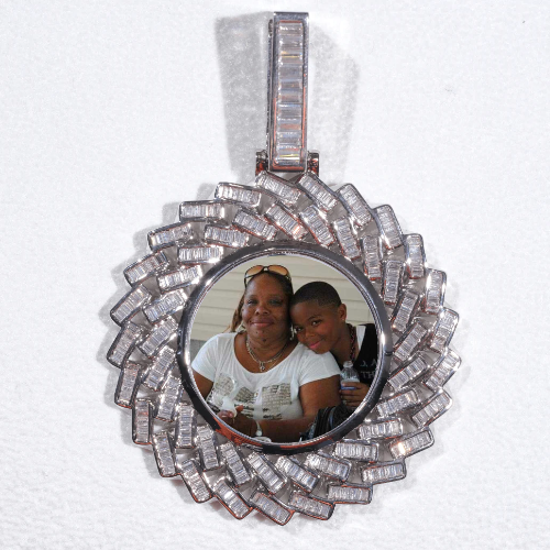 Large 3D Baguette Custom Picture Pendant