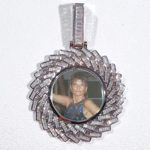 Large 3D Baguette Custom Picture Pendant