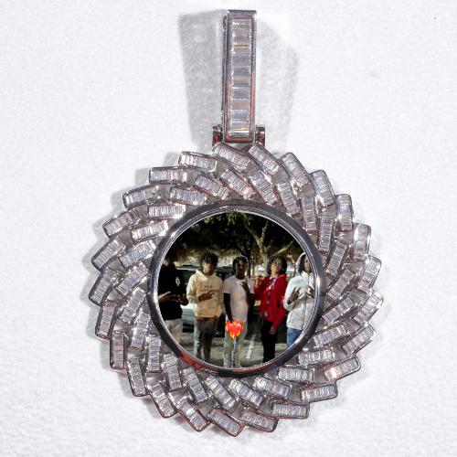 Large 3D Baguette Custom Picture Pendant
