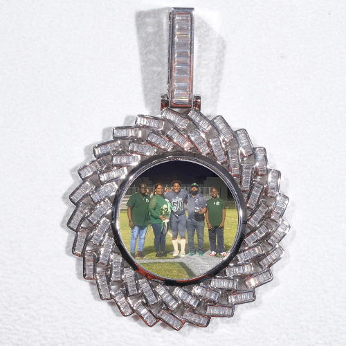 Large 3D Baguette Custom Picture Pendant