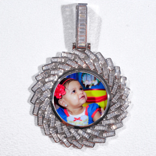 Large 3D Baguette Custom Picture Pendant