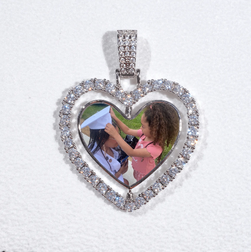 3D Spinning 2-Faced Heart Custom Picture Pendant