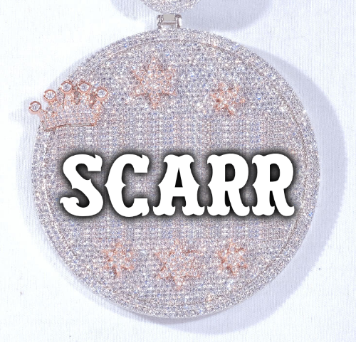 CUSTOM LETTER NECKLACE 3D BIG CROWN DISC