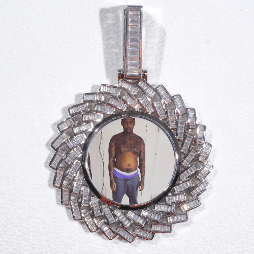 Large 3D Baguette Custom Picture Pendant