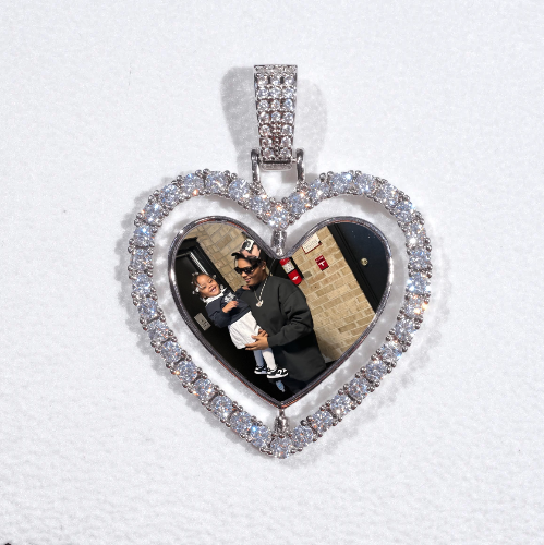 3D Spinning 2-Faced Heart Custom Picture Pendant
