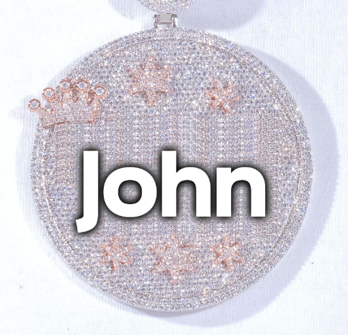 CUSTOM LETTER NECKLACE 3D BIG CROWN DISC