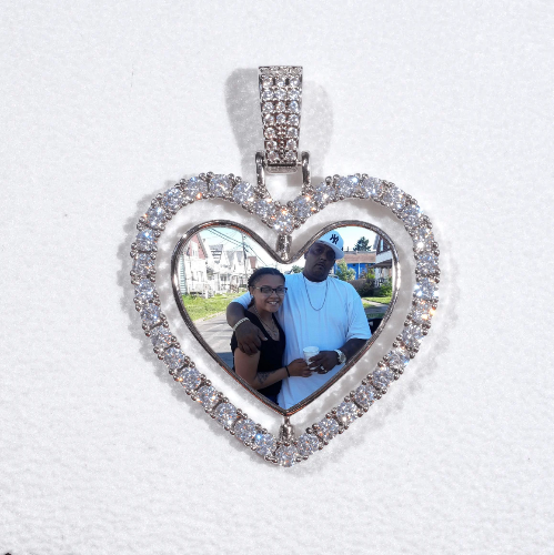 3D Spinning 2-Faced Heart Custom Picture Pendant