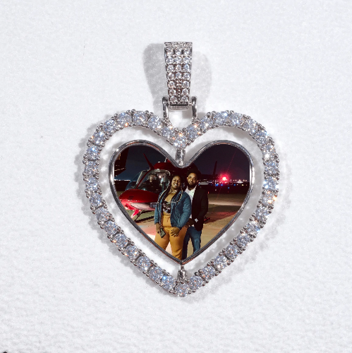3D Spinning 2-Faced Heart Custom Picture Pendant