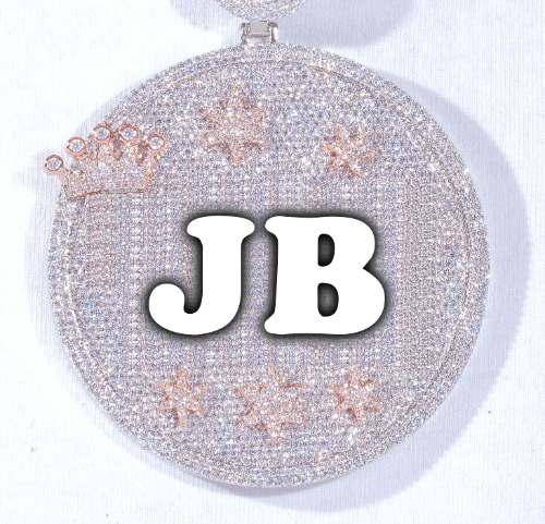 CUSTOM LETTER NECKLACE 3D BIG CROWN DISC
