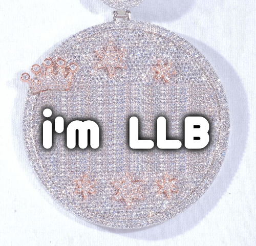CUSTOM LETTER NECKLACE 3D BIG CROWN DISC