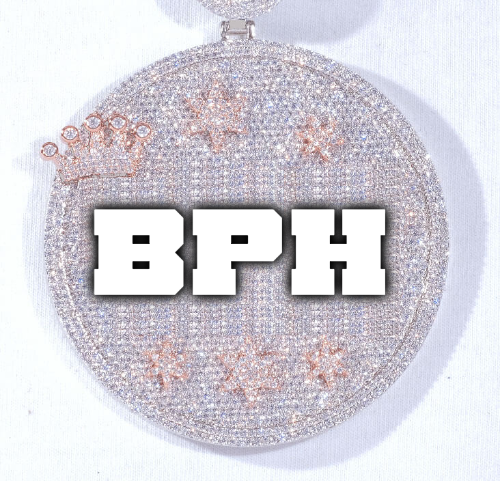 CUSTOM LETTER NECKLACE 3D BIG CROWN DISC