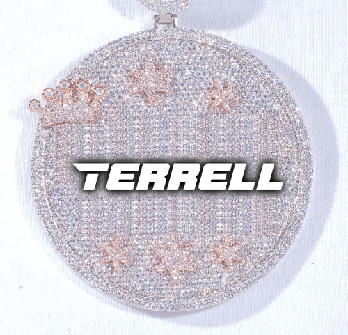 CUSTOM LETTER NECKLACE 3D BIG CROWN DISC