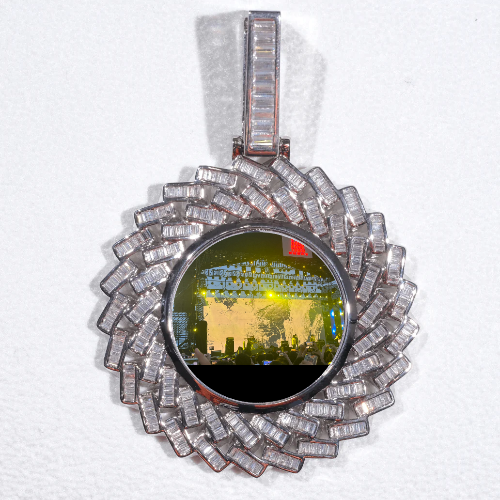 Large 3D Baguette Custom Picture Pendant