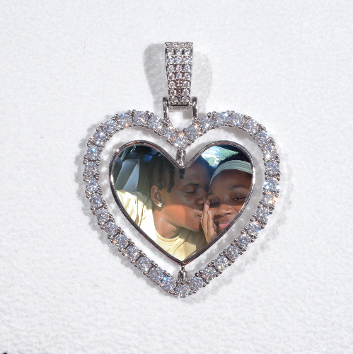 3D Spinning 2-Faced Heart Custom Picture Pendant