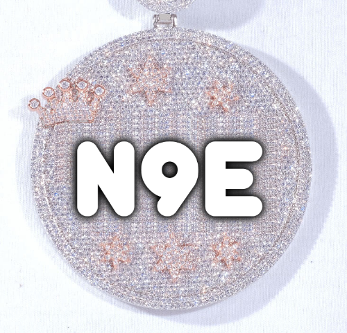 CUSTOM LETTER NECKLACE 3D BIG CROWN DISC